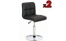 Set of 2 Black PU Leather Bar Stool Adjustable Height with Gas Lift