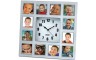 Quartz family wall clock with 12 square photo frames
