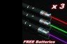 Laser Pointer LIGHT Pen Beam High Power 3 COLORS Value Bundle GREEN + PURPLE/VOILET + RED