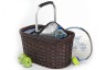 Avanti Wicker Cane Carry Basket - Natural brown and blue lining